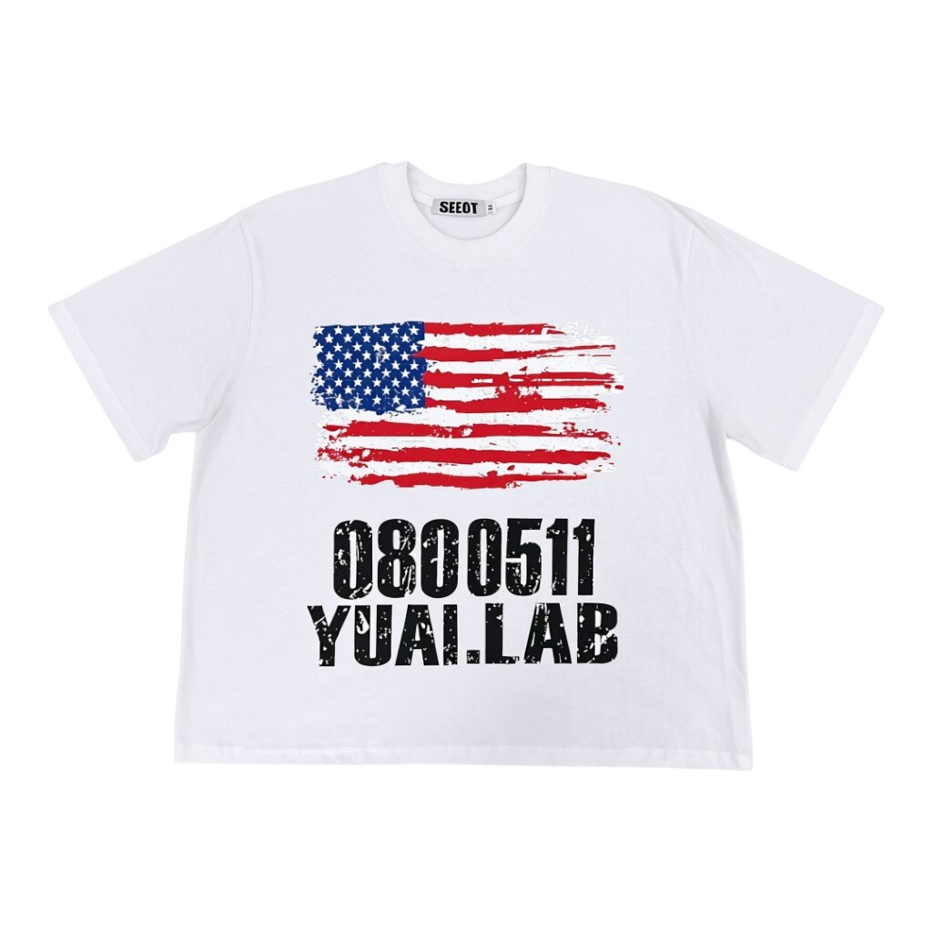 《S.V》080刷漆國旗短T