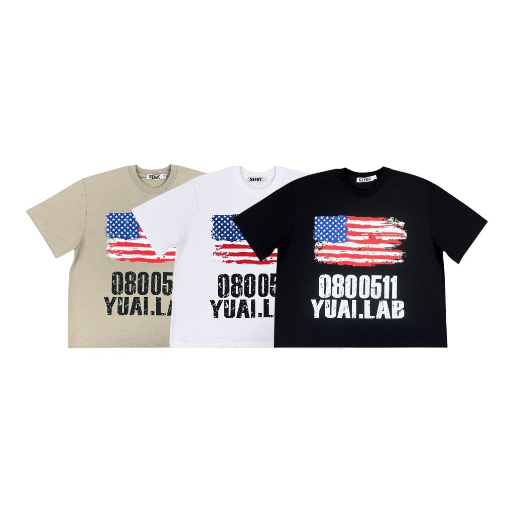 《S.V》080刷漆國旗短T