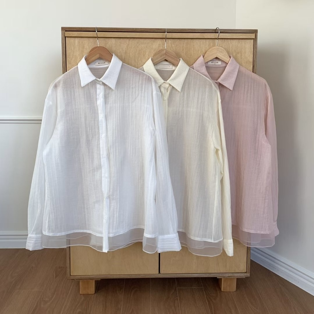 皺布透視拼接恤衫