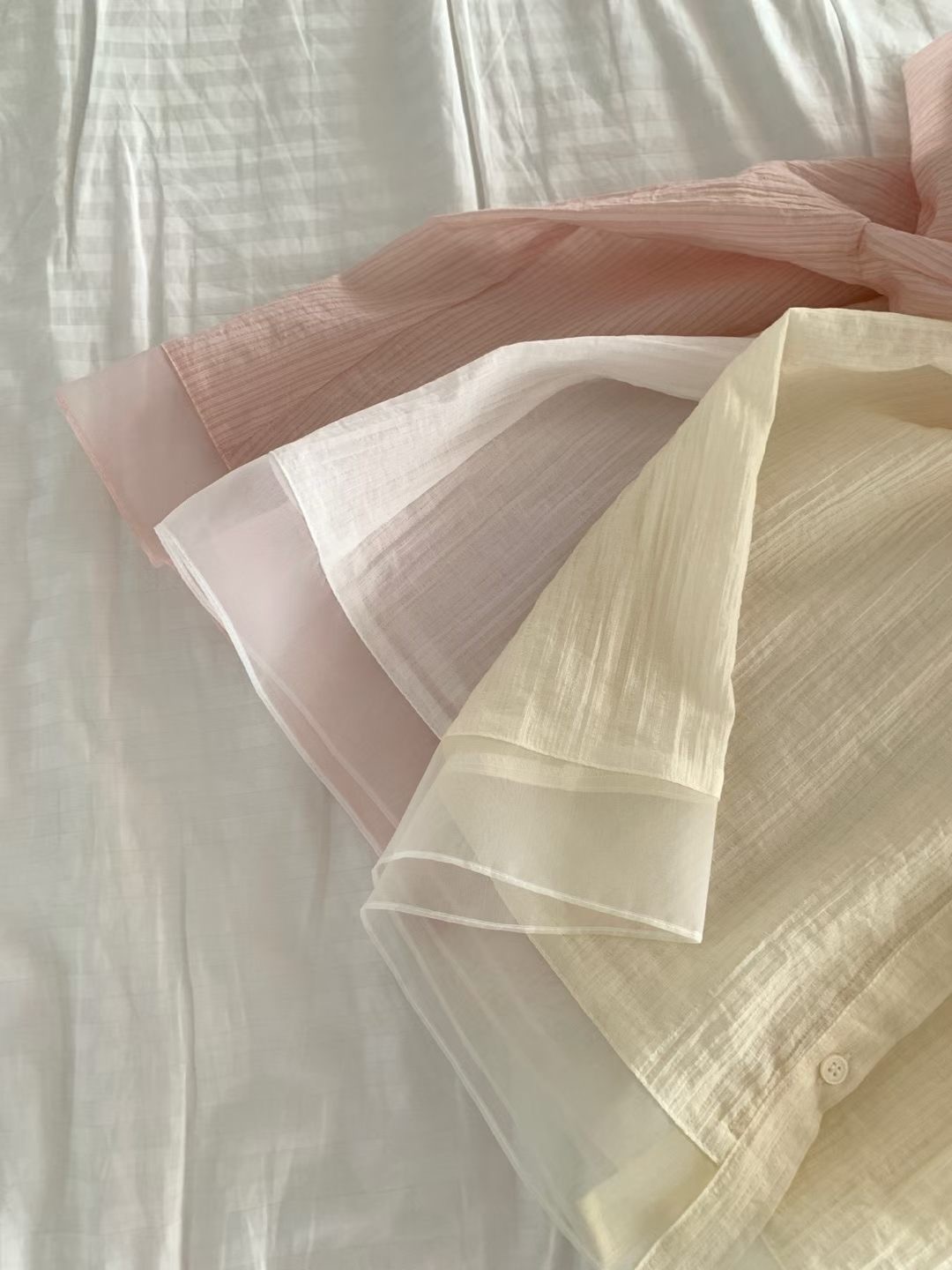 皺布透視拼接恤衫