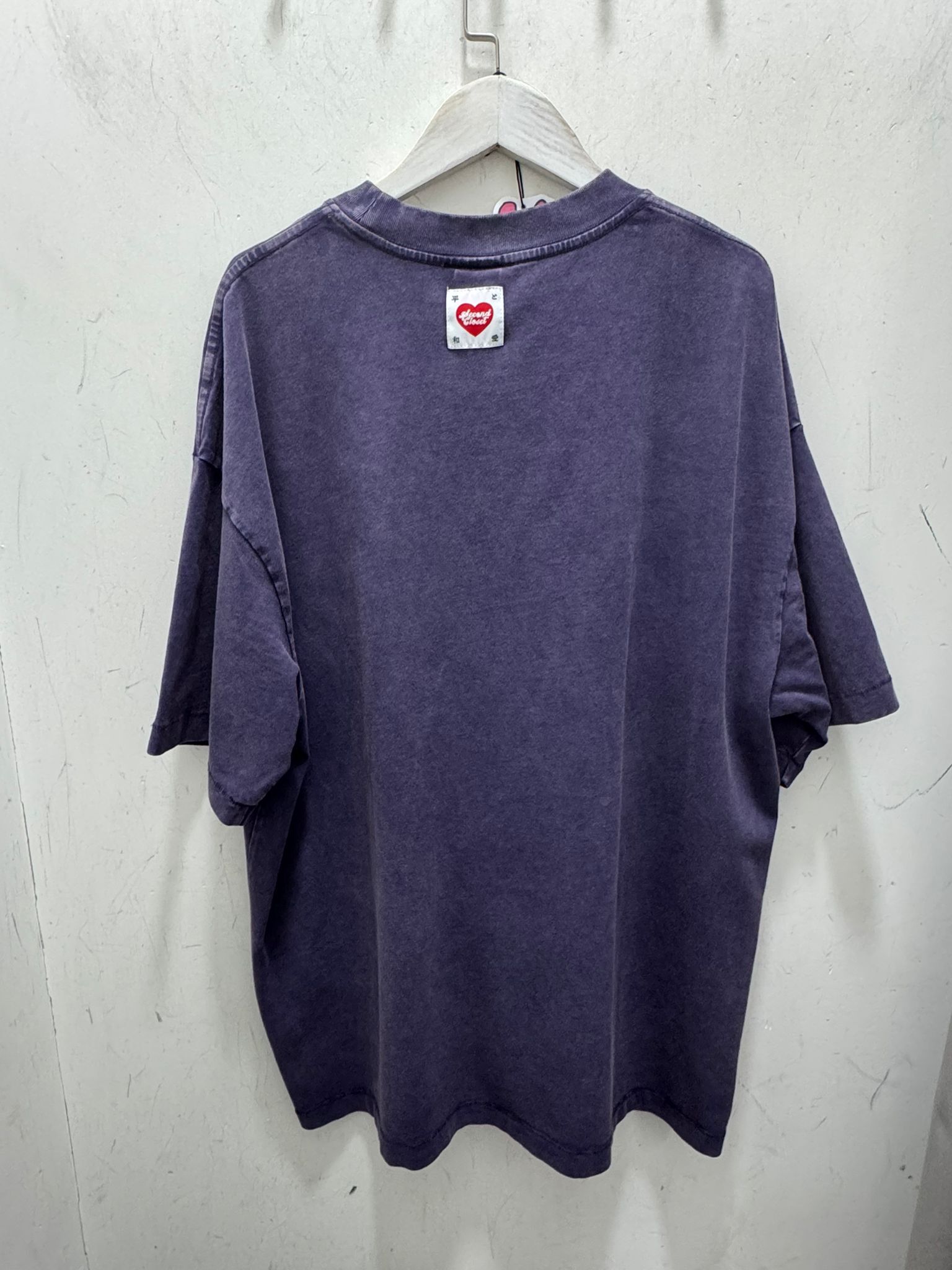 2nd Closet "Peace Lovers Smiley" Washed T-shirt - PURPLE | TE05
