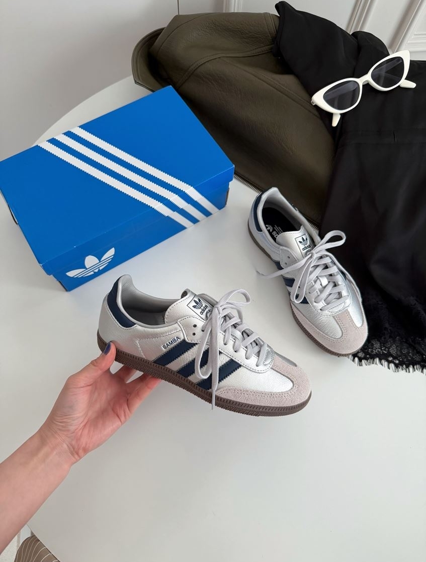 Adidas Originals Samba OG 日本限定 液態銀藍 銀色 海軍藍 男女 復古鞋 LA2685