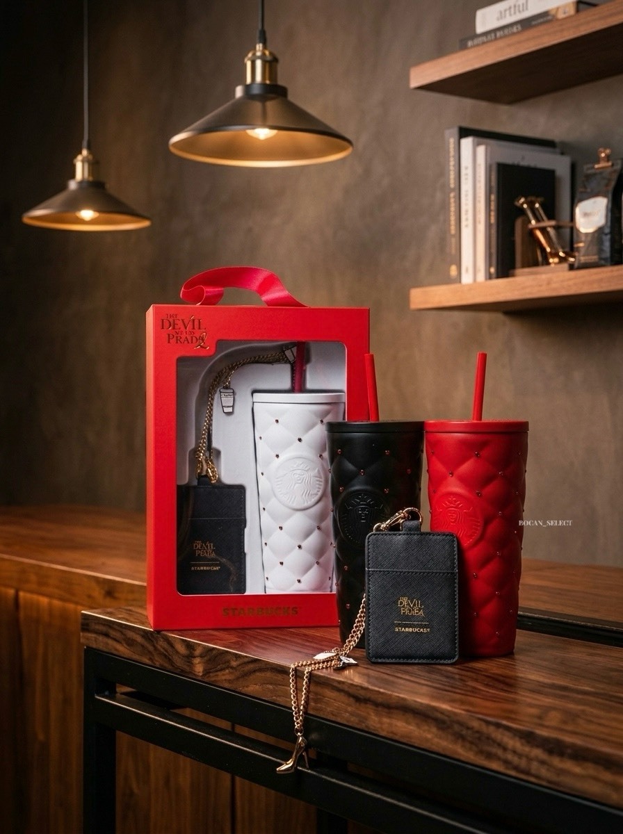 STARBUCKS x 穿著PRADA的惡魔 最新聯名款 愛心鑽面 不銹鋼杯 590ML