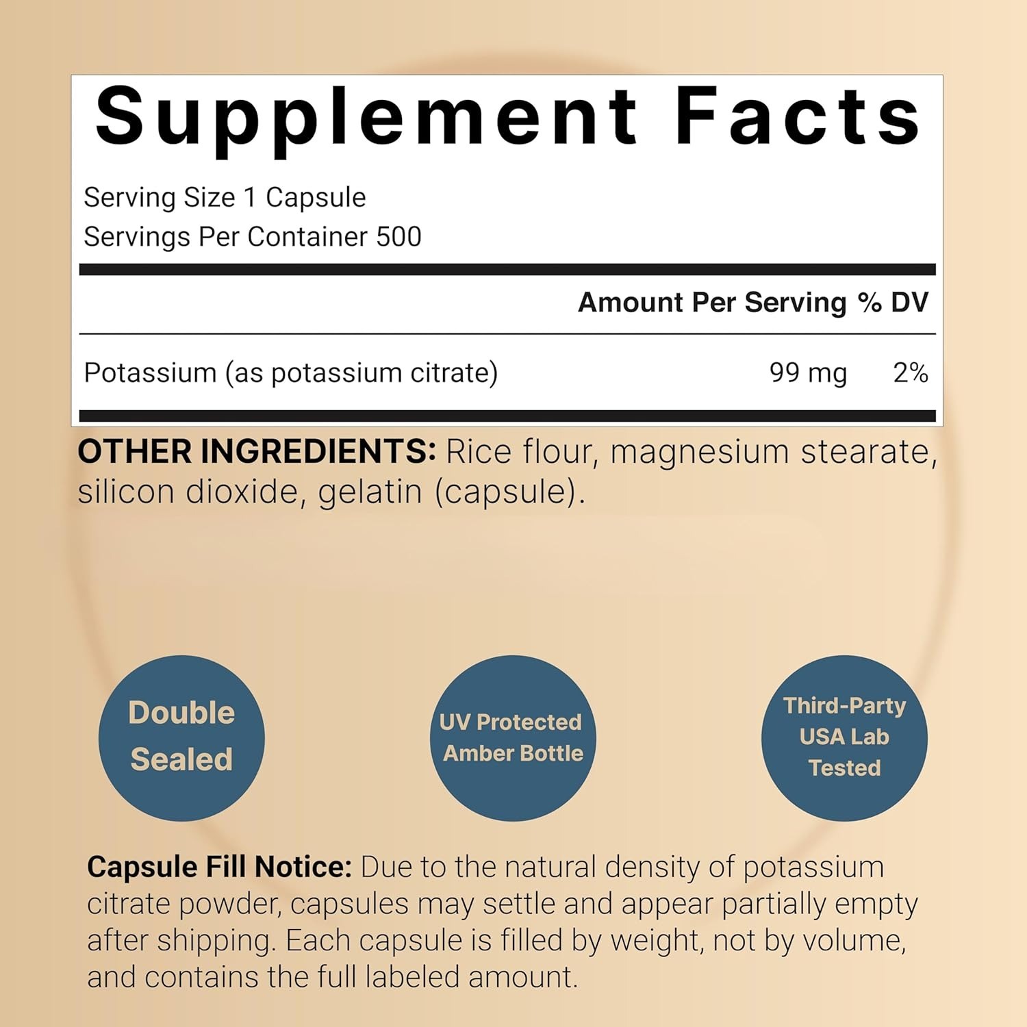 代購 NatureBell Potassium Citrate Supplement 99mg, 500 Capsules