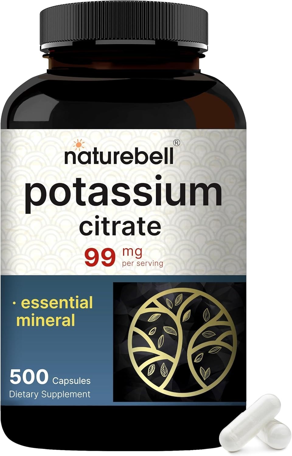 代購 NatureBell Potassium Citrate Supplement 99mg, 500 Capsules
