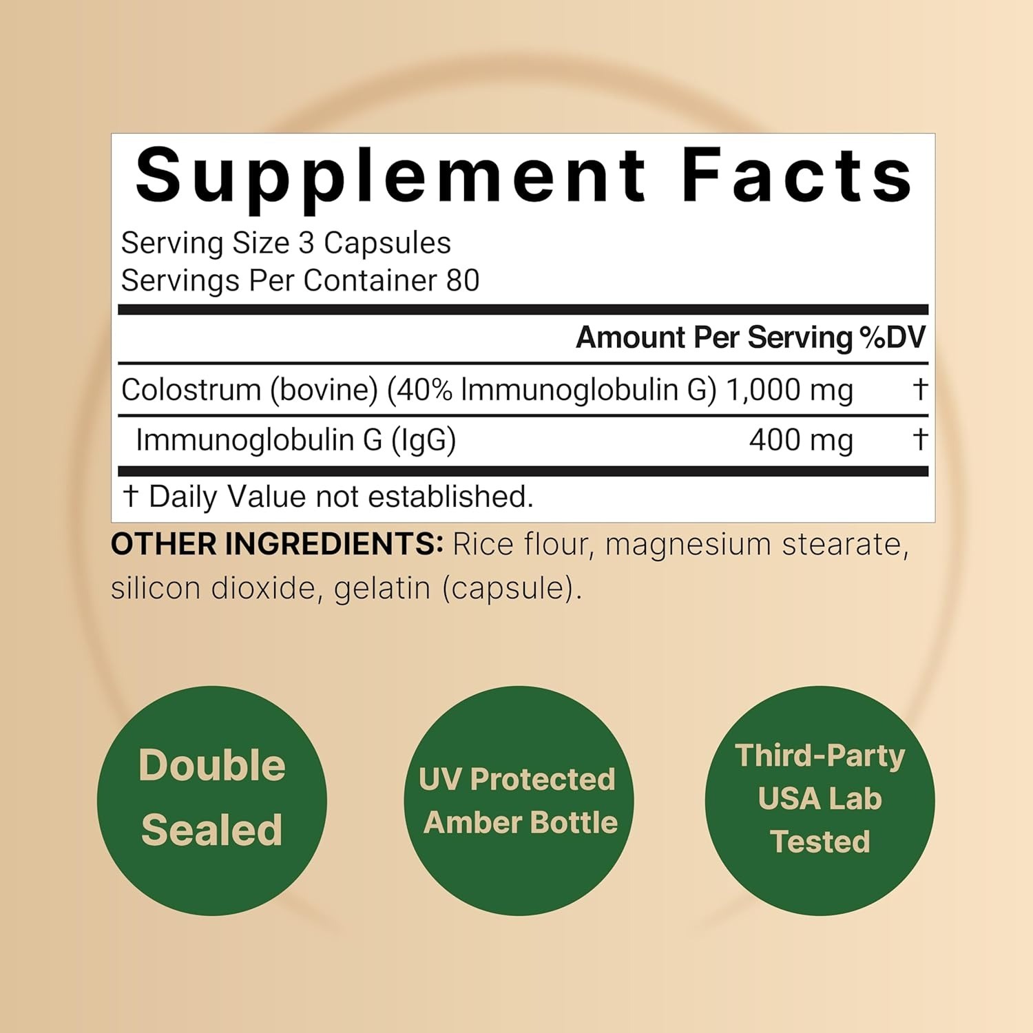 代購 NatureBell Bovine Colostrum Supplement 1,000mg Per Serving, 240 Capsules