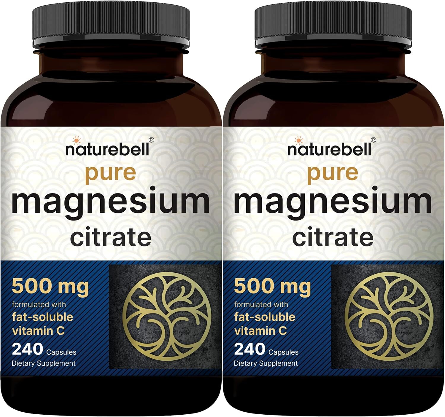 代購 NatureBell Pure Magnesium Citrate 500mg, 480 Capsules (2 Pack)