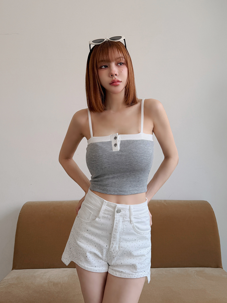 BB微甜女孩 ! 雙扣滾邊bratop (4色，有胸墊)