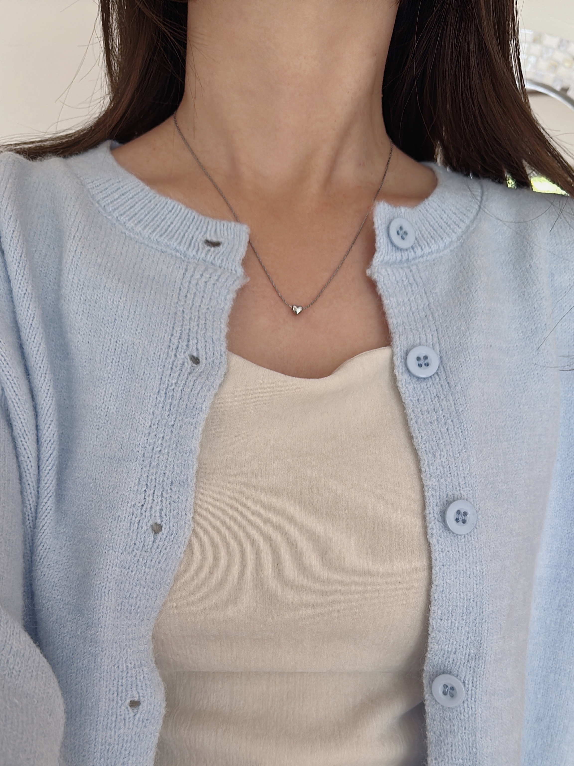 SS slide magnet heart bead necklace