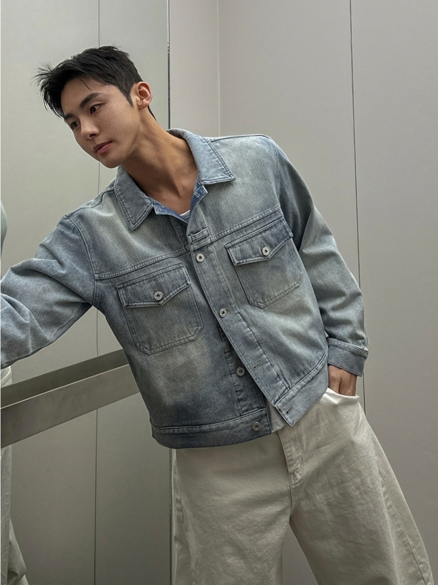 短款切割牛仔夾克