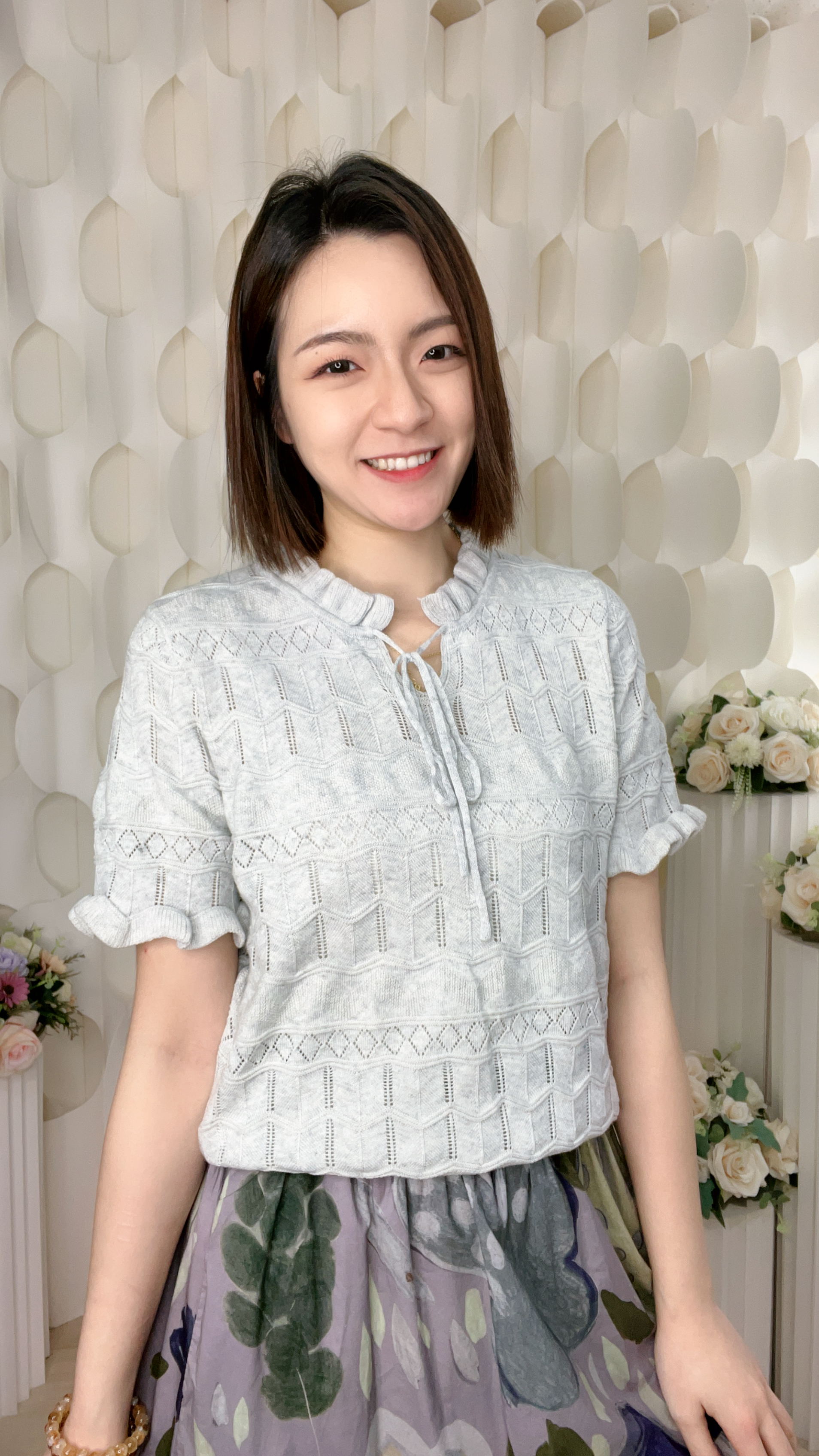 折線條子RUFFLE薄針織上衣(胸38-42 腰36-42 長20吋)7500 #1404clo