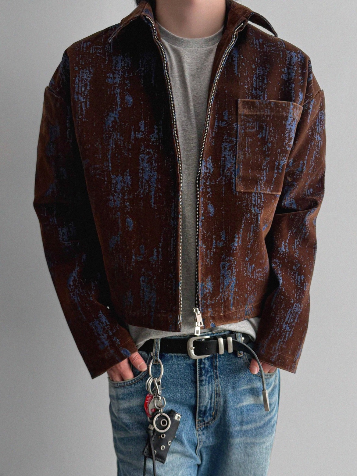 絲絨塗層短款夾克