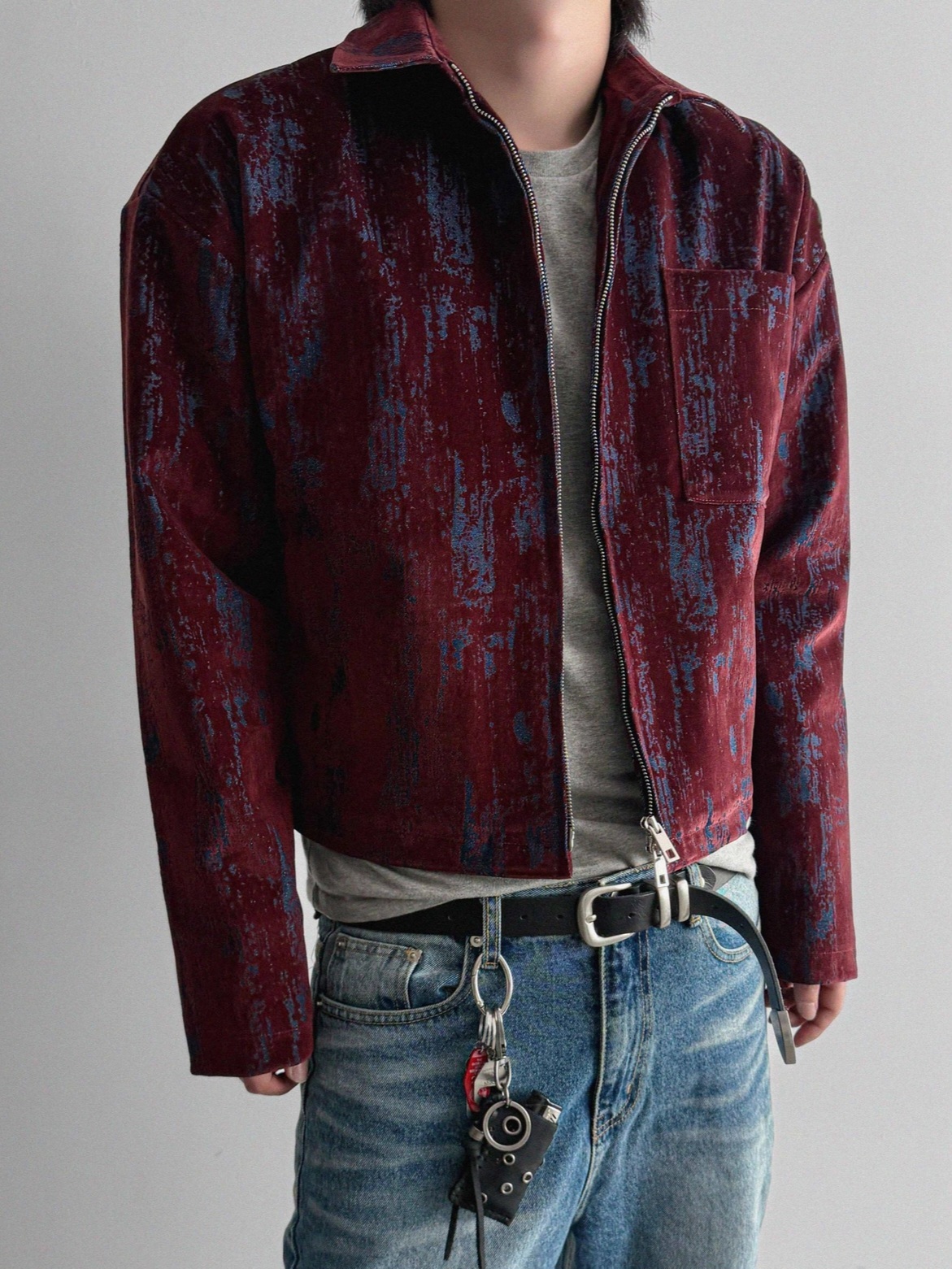 絲絨塗層短款夾克