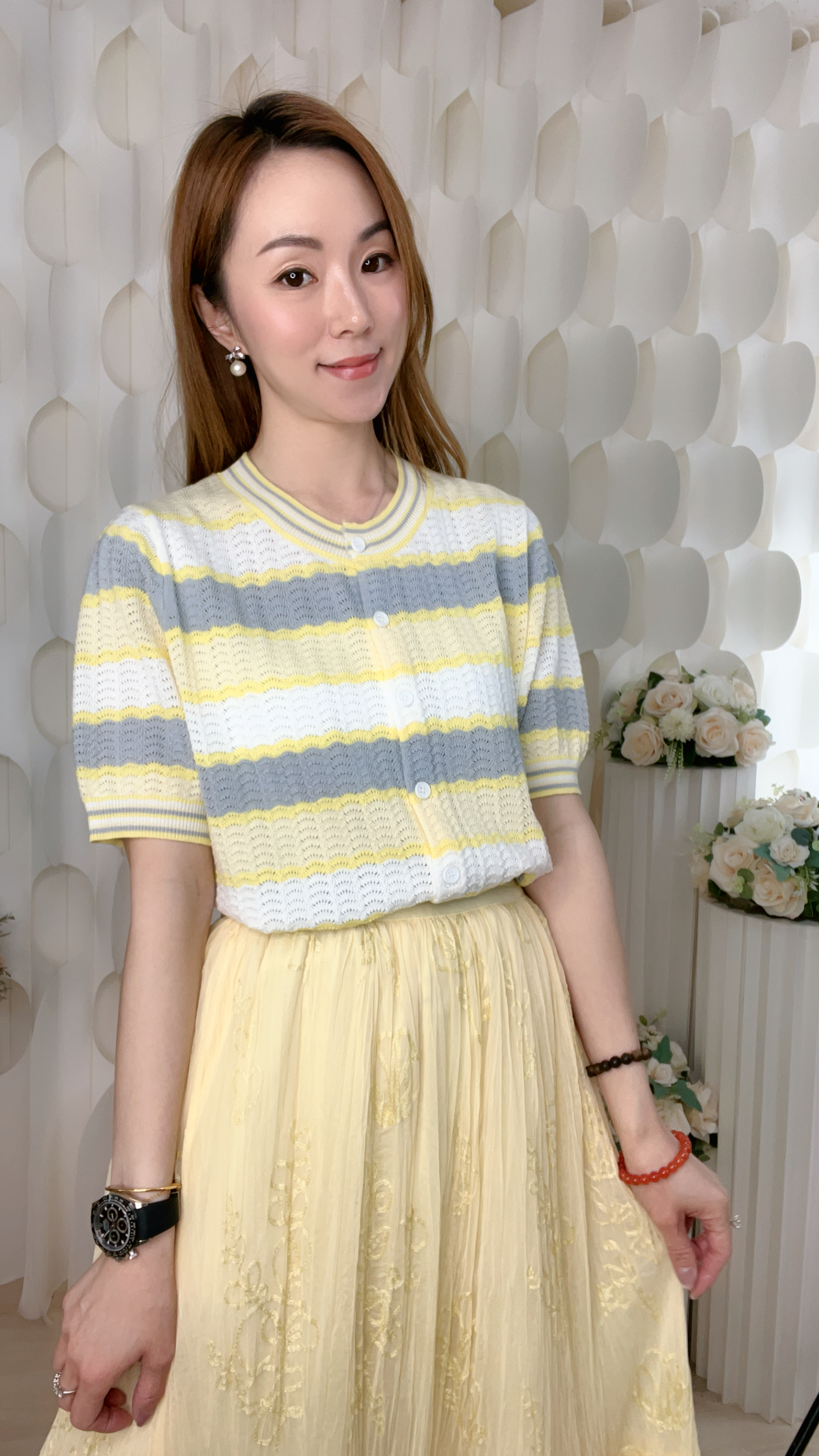 拼色條子線仔外套/上衣(胸38-48 腰38-48 長23吋)7561 #1404clo