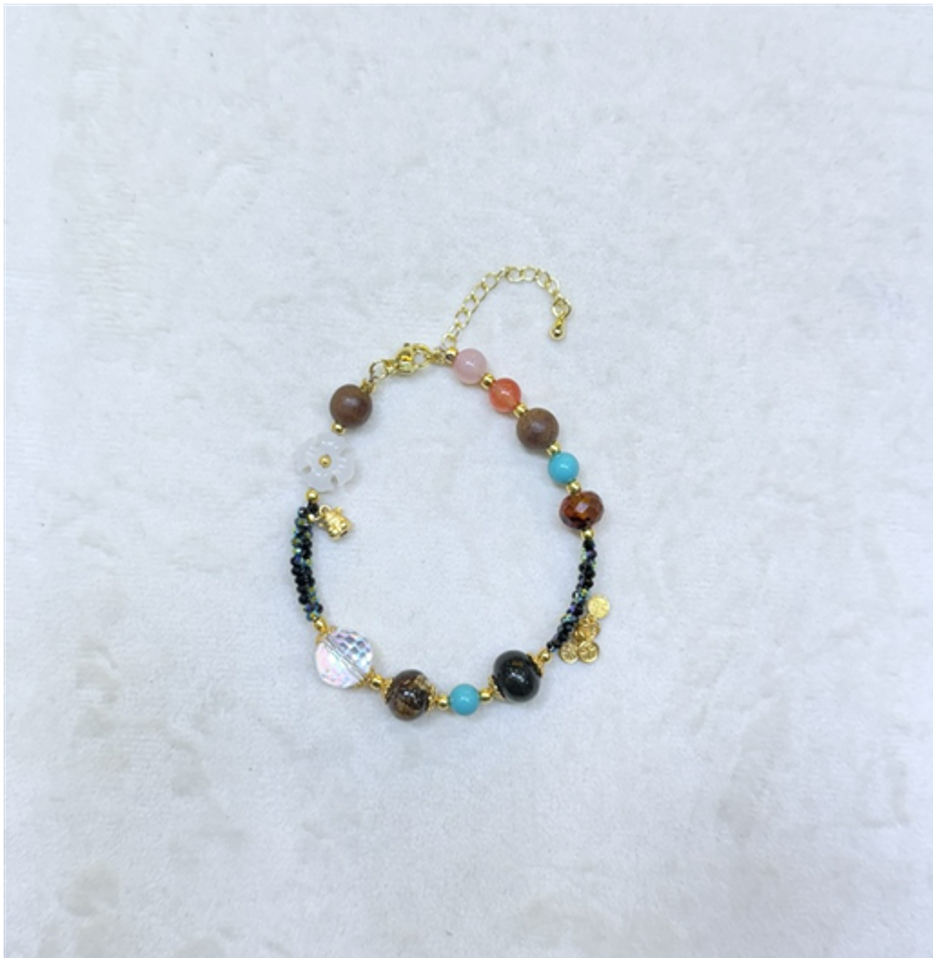 0414gz69-GZday1-撫順琥珀4月-撫順多寶diy手鏈8m-10m24k包金（A69）