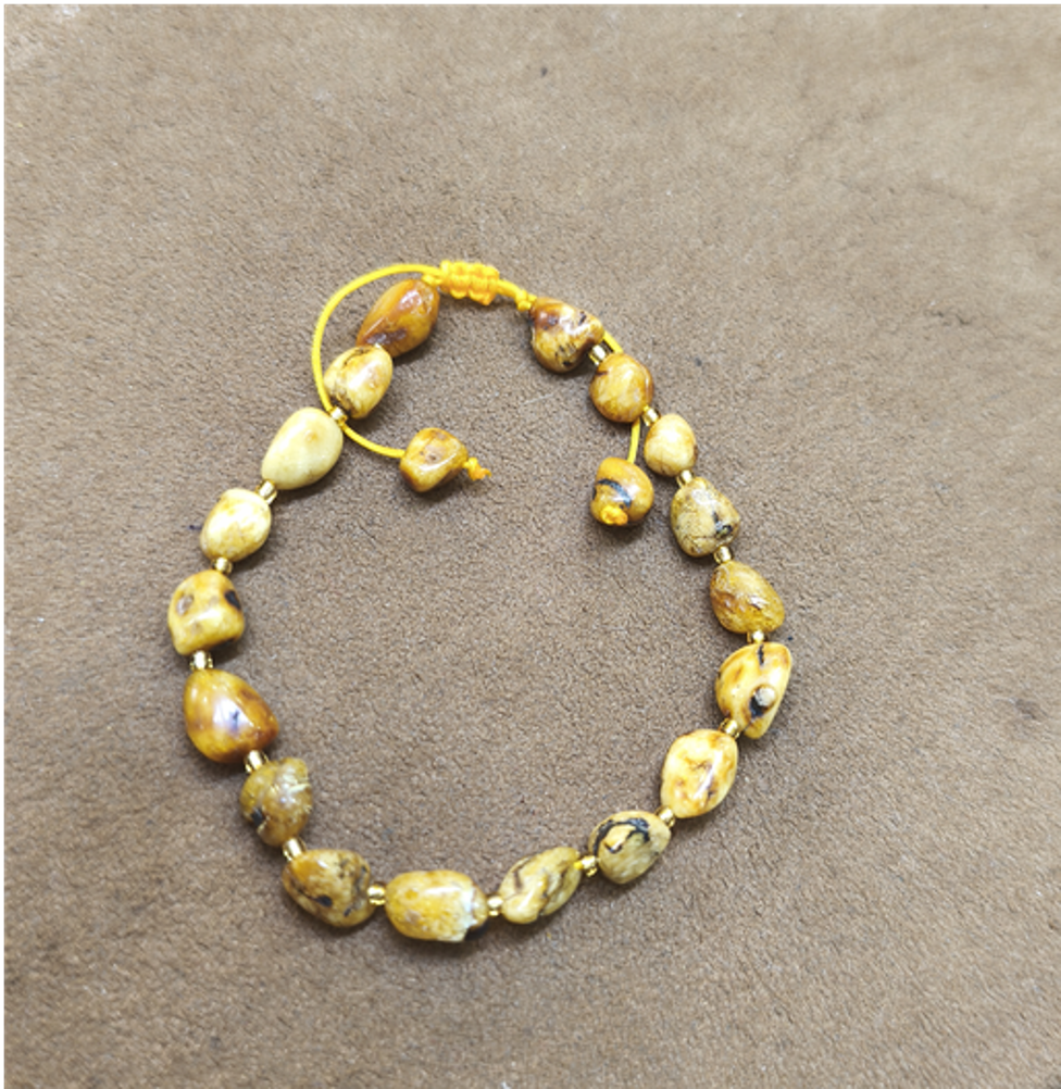 0414gz74-GZday1-撫順琥珀4月-撫順骨瓷白花蠟隨型手串（A74）