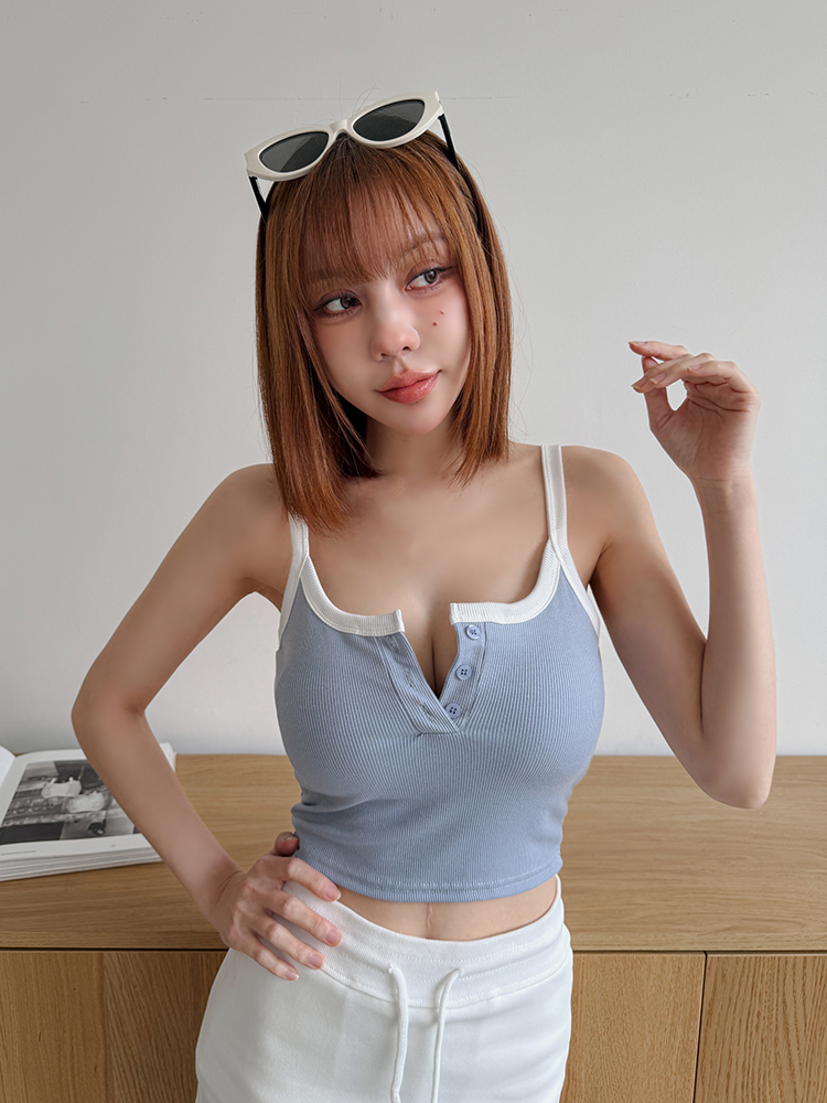 BB歐美撞色滾邊bratop（4色，有胸墊）