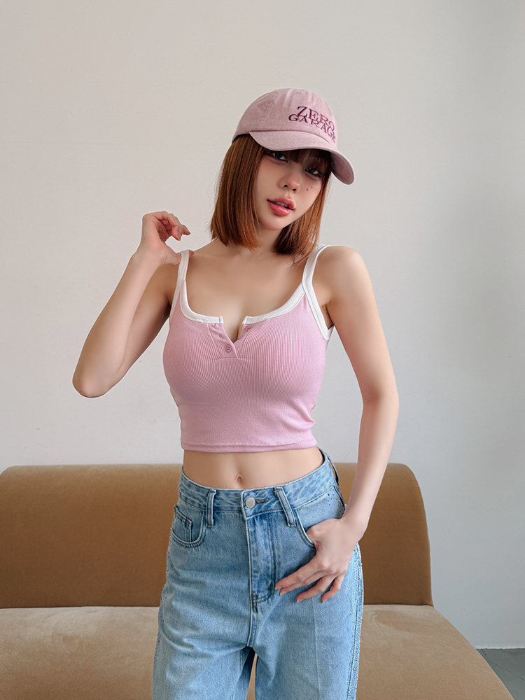 BB歐美撞色滾邊bratop（4色，有胸墊）