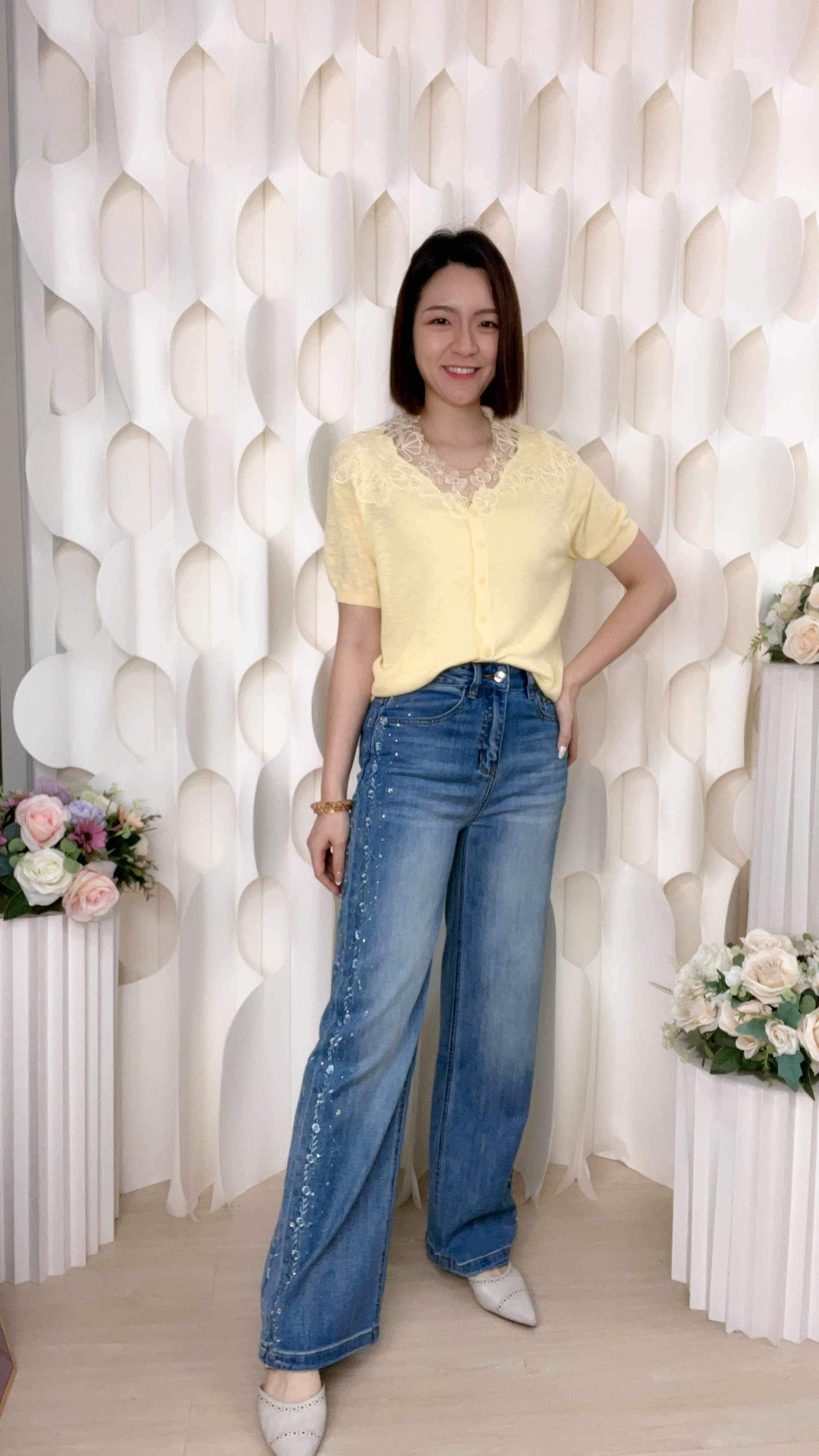 刺綉燙磚牛仔棉長褲(腰/ S:26/M:28/L:30/XL:32 吋)P6069 #1404clo