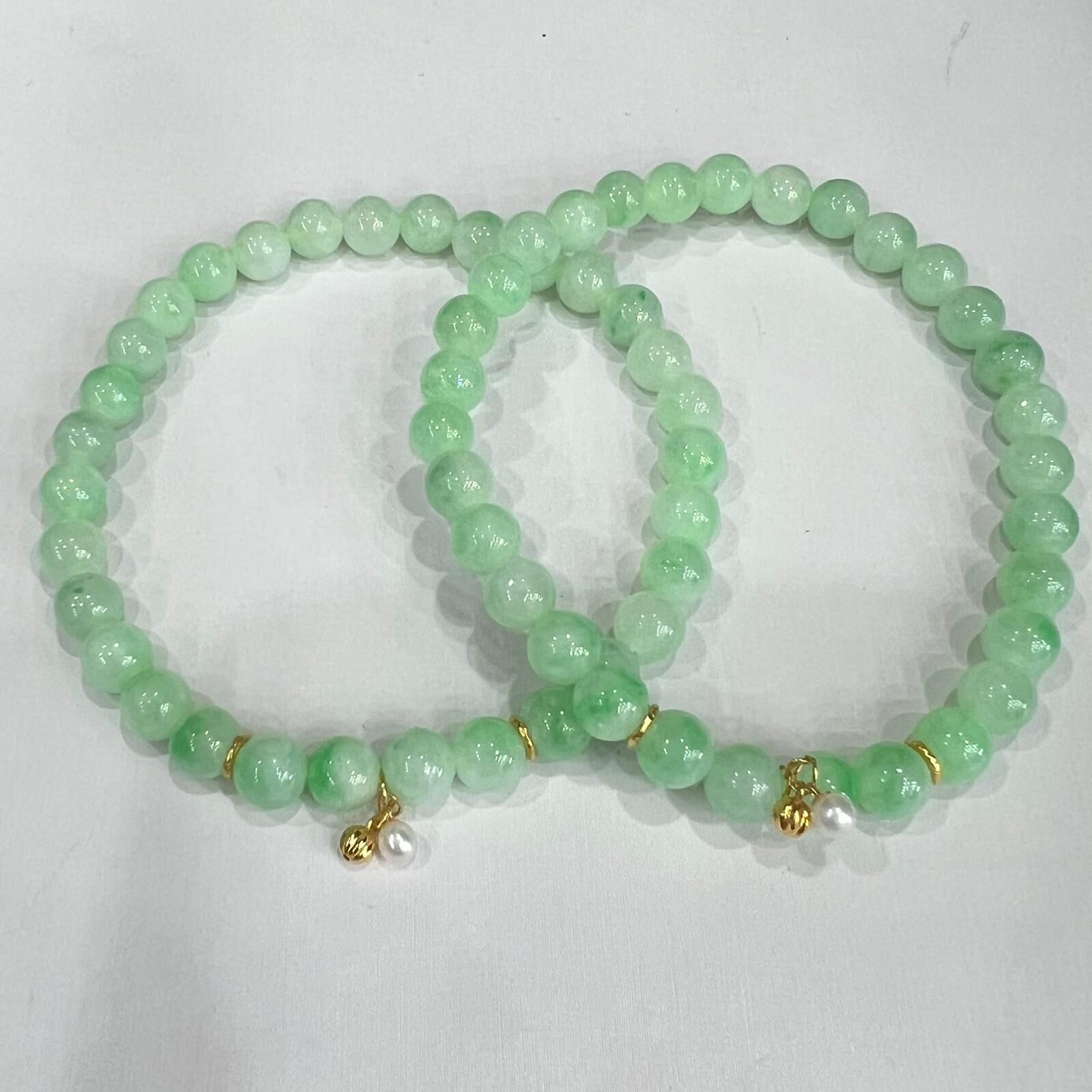 SD151 翡翠綠手串 約5-6mm 連18K配飾 (BJ717) **連證書