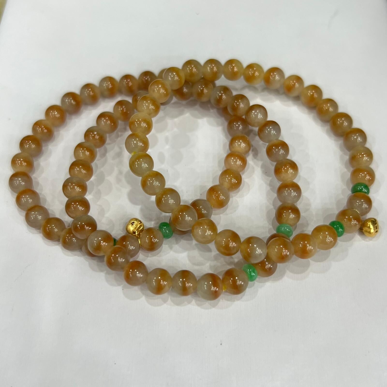 SD152 翡翠冰飄花手串 約5-6mm 連18K金小珠  (BJ718) **連證書