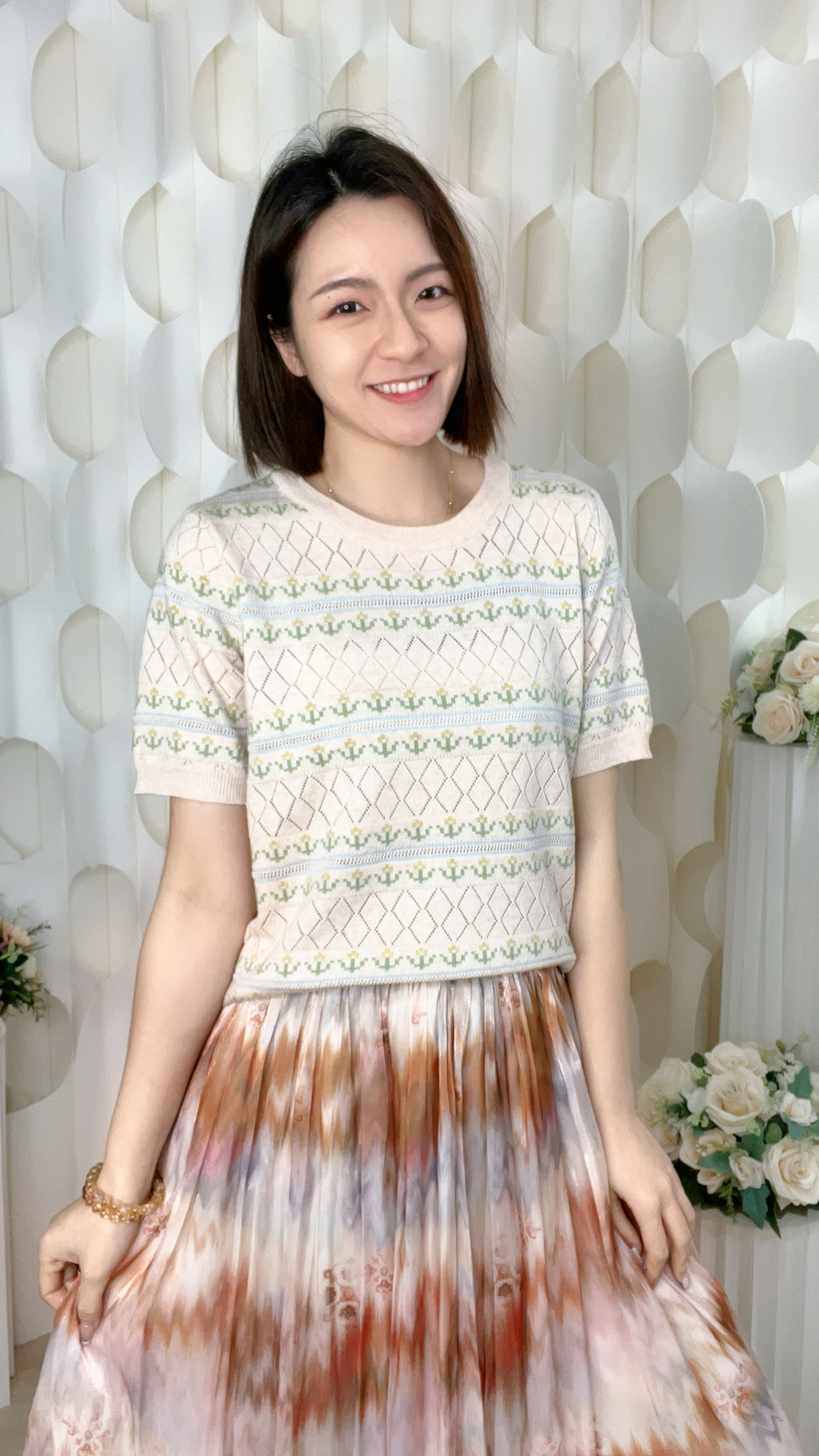 菱格條子棉質線仔上衣(胸38-44 腰38-44 長21吋)7405 #1404clo