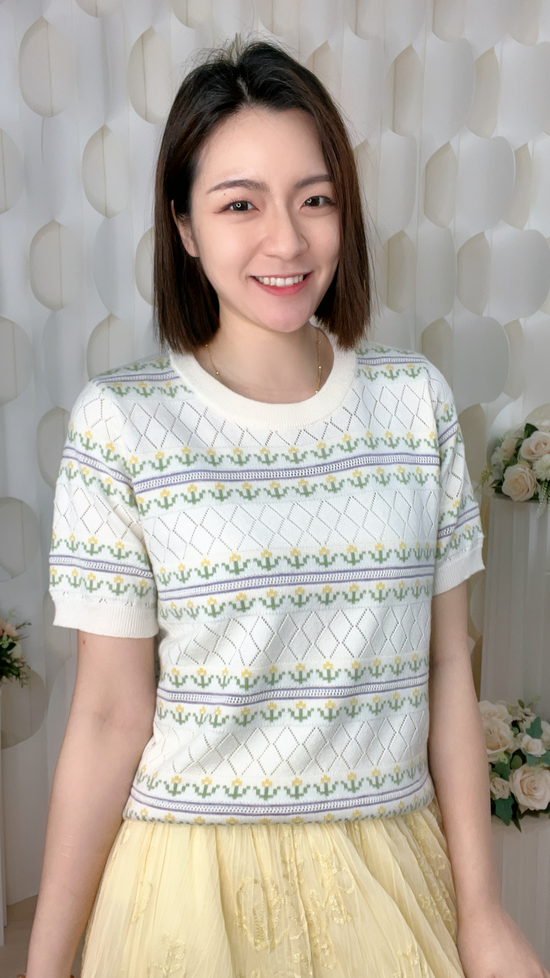 菱格條子棉質線仔上衣(胸38-44 腰38-44 長21吋)7405 #1404clo