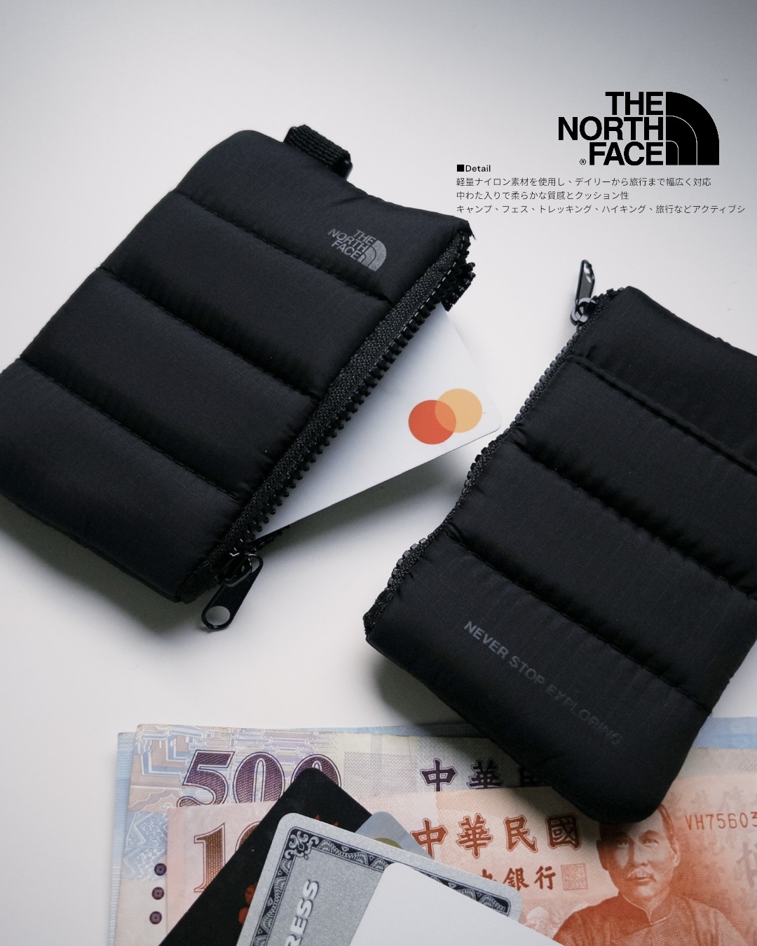 ｜百元秒殺｜⛰️The North Face 衍縫 拉鍊零錢包 黑化Logo