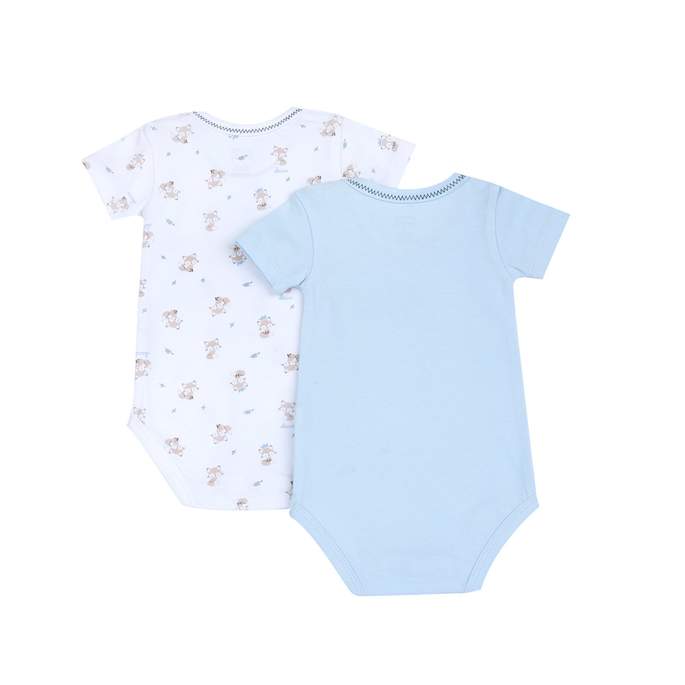 紳士小狐狸-滿版印花短袖連身衣二入