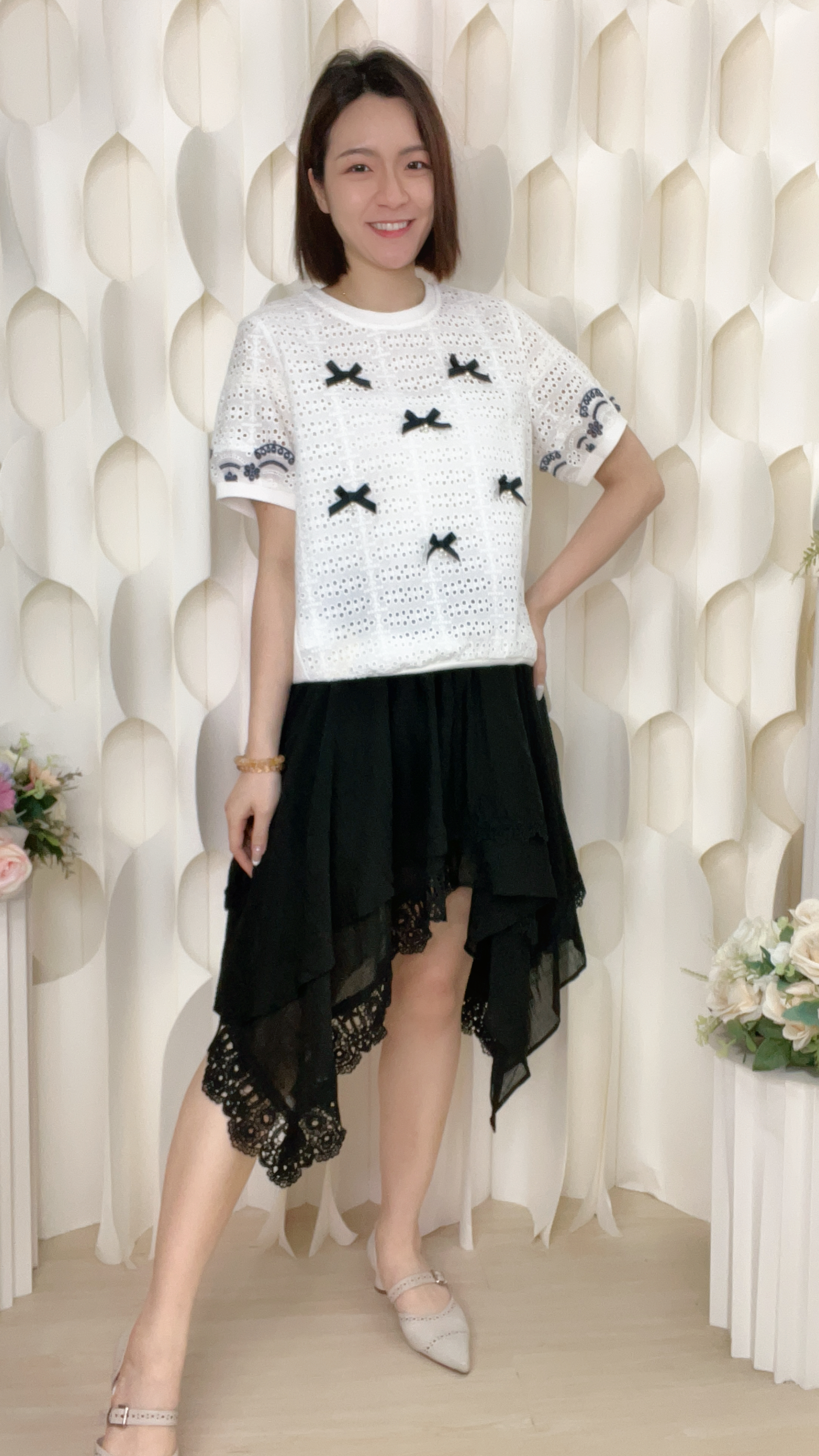 橡筋腰不規則雪紡傘裙(腰26-44 臀36 長28吋 )3871 #1404clo