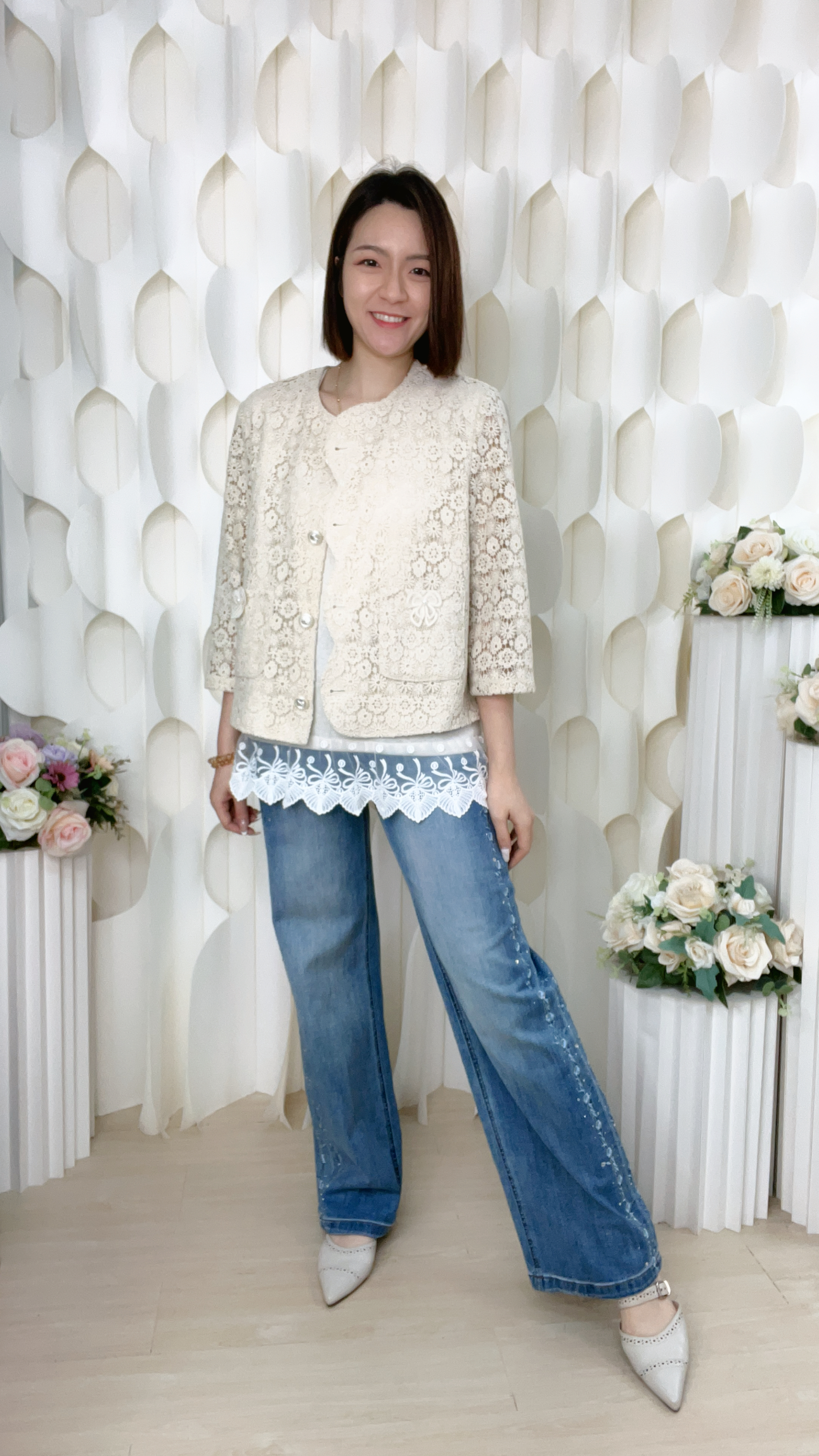 刺綉燙磚牛仔棉長褲(腰/ S:26/M:28/L:30/XL:32 吋)P6069 #1404clo