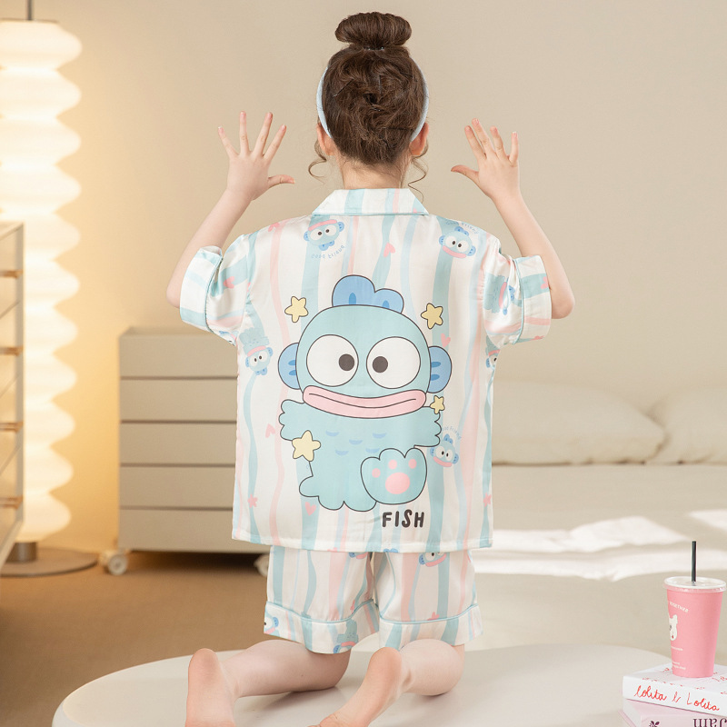 【醜魚漢頓】真絲絨感短袖睡衣套裝（親子款）