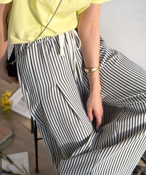 日本🇯🇵連線 Classical Elf 極致舒適!泡泡紗布料褶襉弧形褲 抽繩 休閒褲 直筒褲 寬褲 落地褲 長褲 闊腿褲 3色(任買兩件711免運)/預購