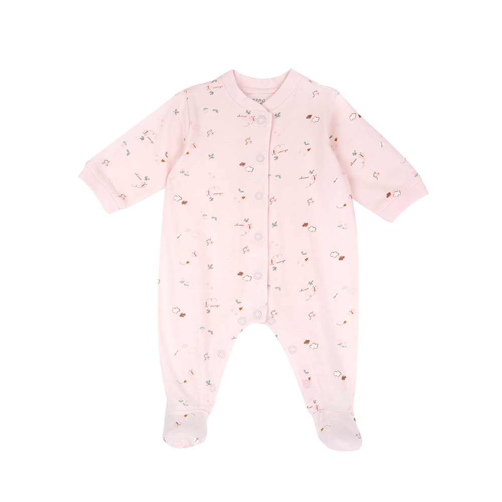 粉彩-滿版蝴蝶花園前開長袖兔裝 C