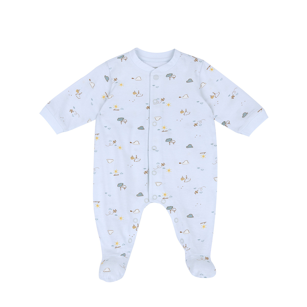 粉彩-滿版陽光飛機前開長袖兔裝 C