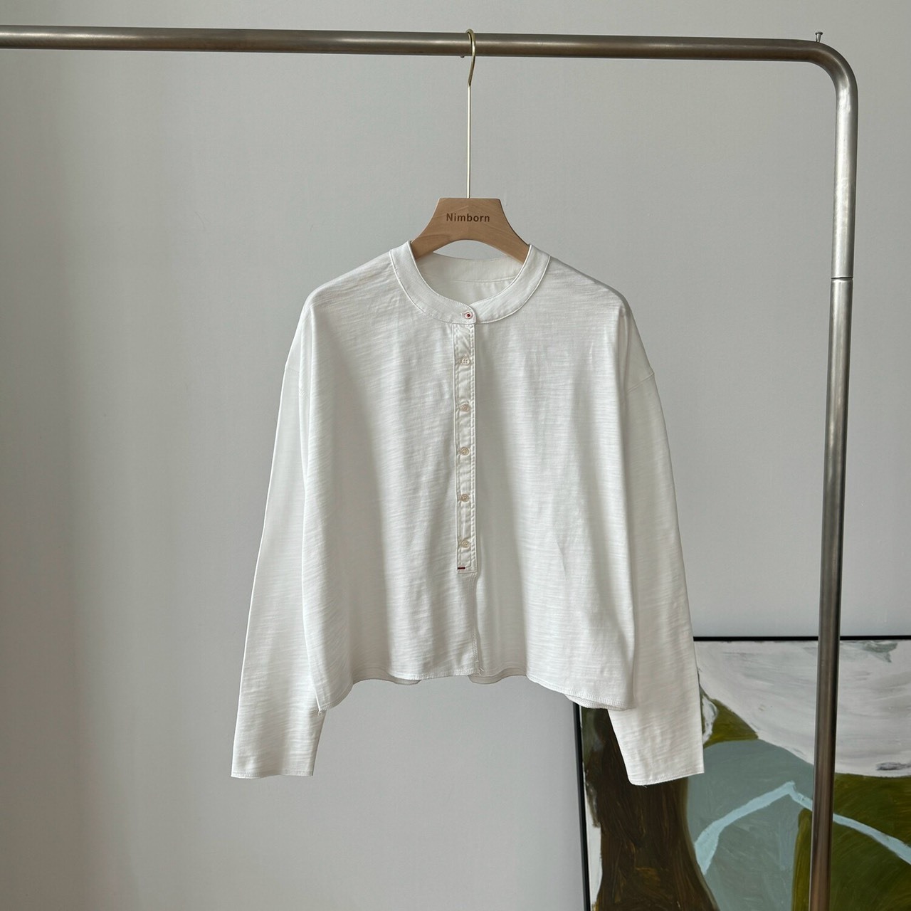 No.1690 日系純棉亨利領設計薄T