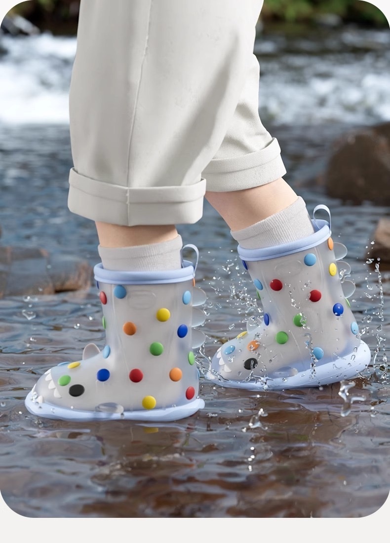 彩虹豆豆鯊魚雨鞋