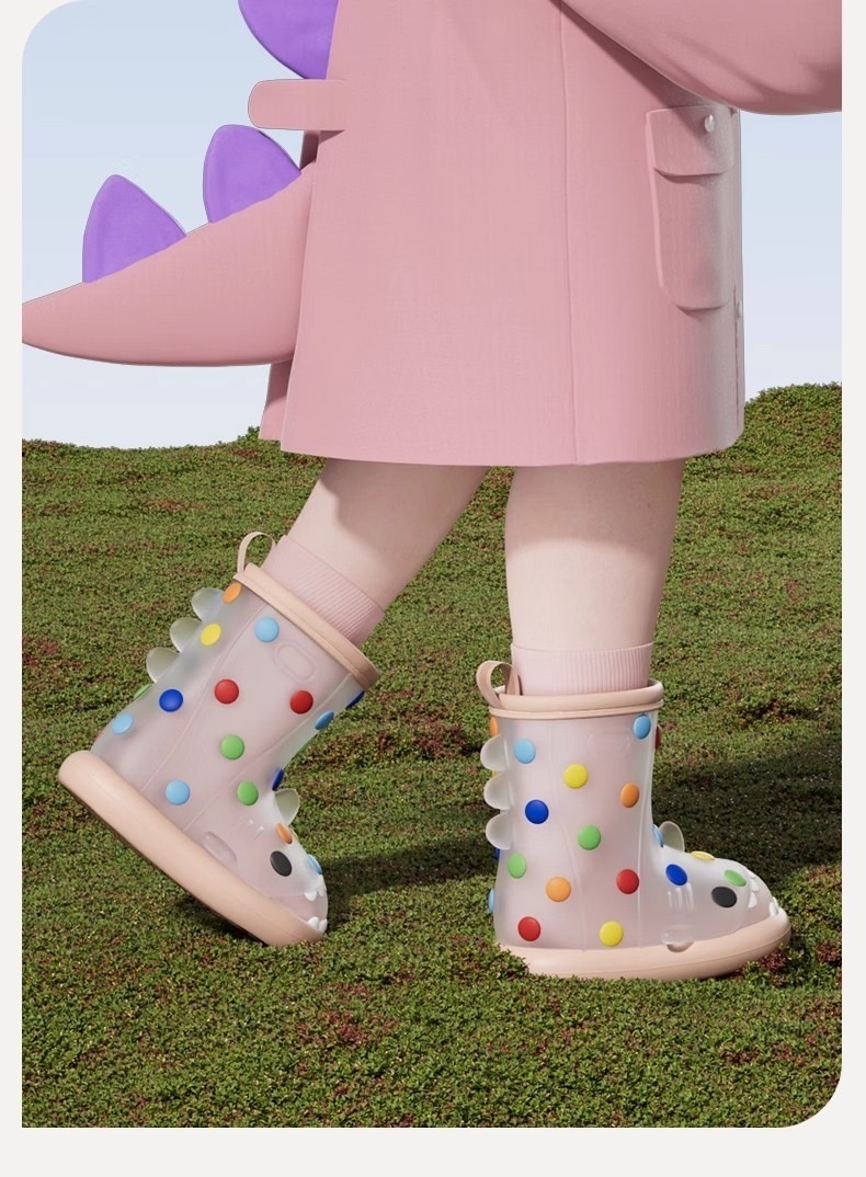 彩虹豆豆鯊魚雨鞋