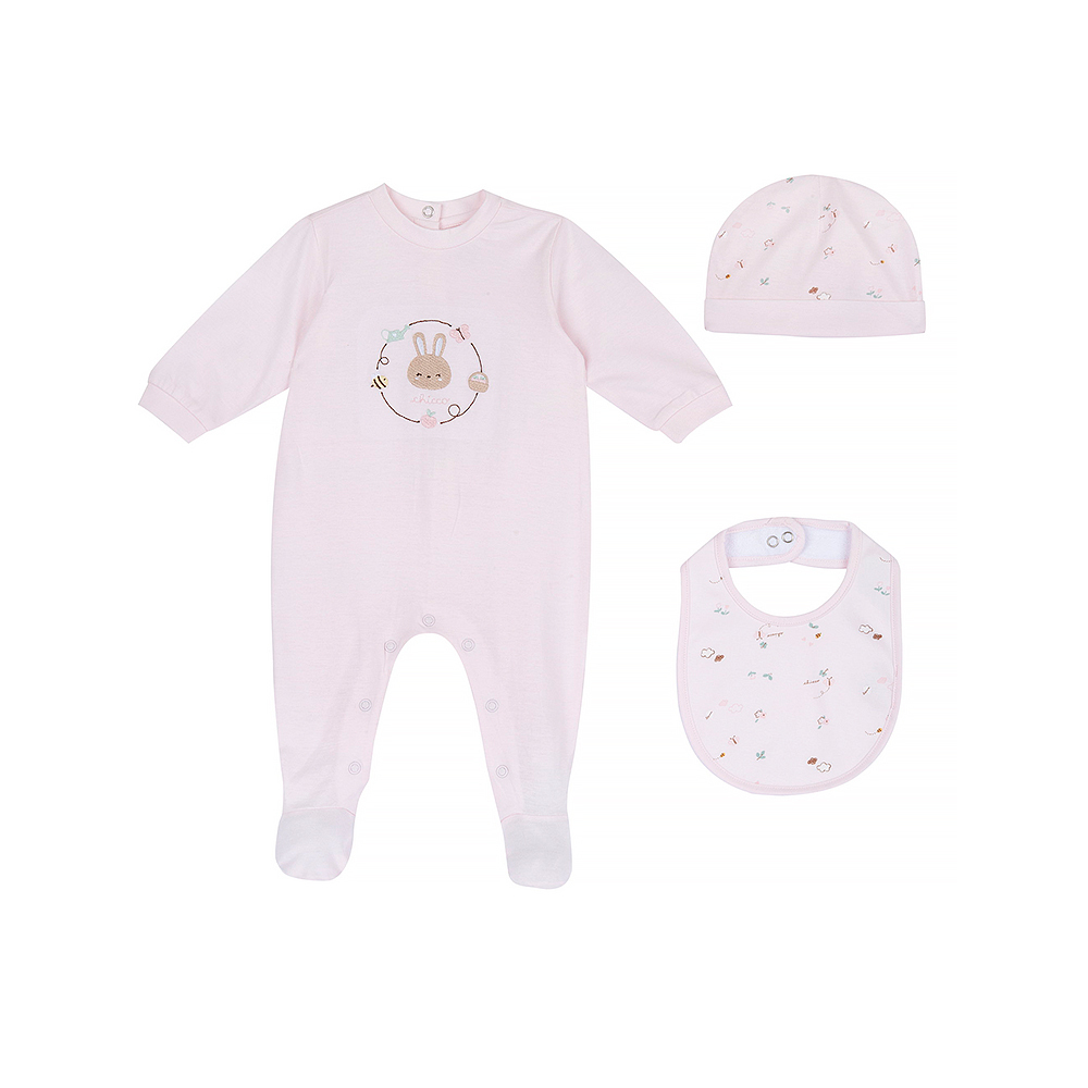 粉彩-小兔蜜蜂嬰兒三件式禮盒