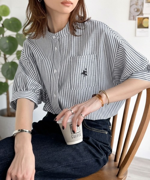 日本🇯🇵連線 Classical Elf 清爽亞麻混紡立領雙口袋襯衫 寬鬆 簡約 休閒  短袖 襯衫 5色(任買兩件711免運)/預購