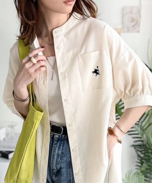 日本🇯🇵連線 Classical Elf 清爽亞麻混紡立領雙口袋襯衫 寬鬆 簡約 休閒  短袖 襯衫 5色(任買兩件711免運)/預購