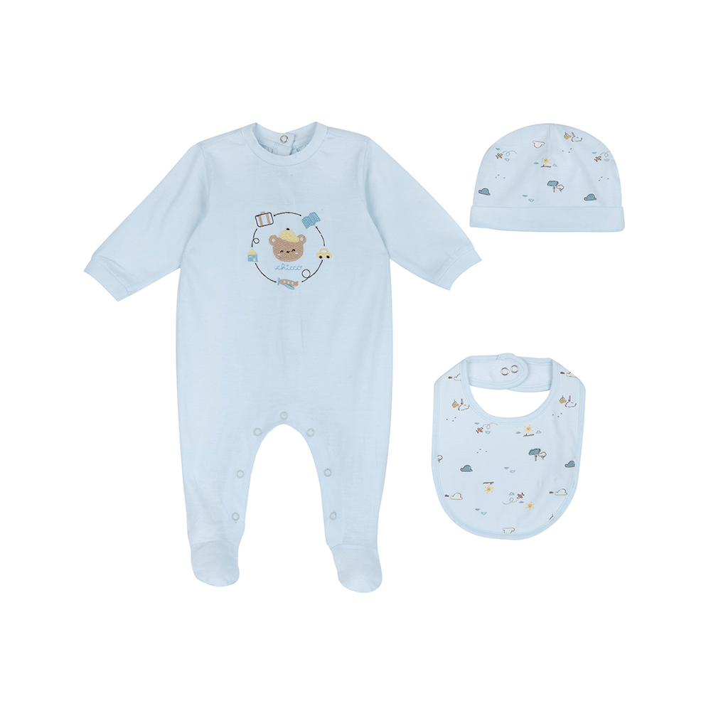 粉彩-小熊旅行嬰兒三件式禮盒