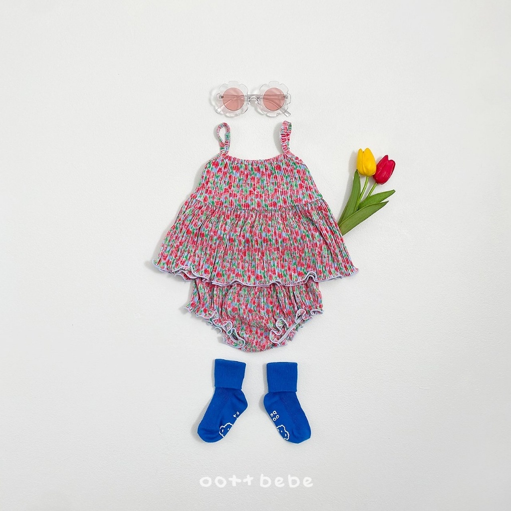 正韓夏oottbebe 嫩嬰繽紛碎花套裝