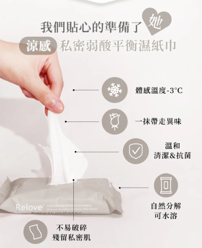 CH260414-R24-RELOVE 涼感私密弱酸平衡濕紙巾-15張/包(EXP-2027-2028)