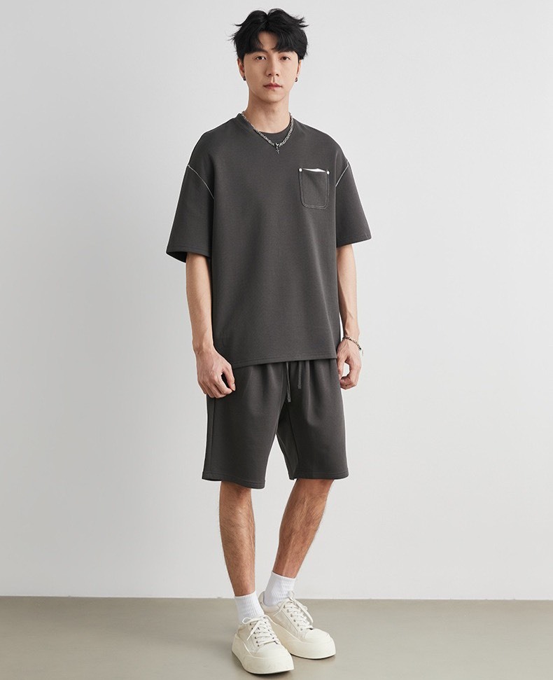 No.7008 男款日系空氣層口袋明線套裝