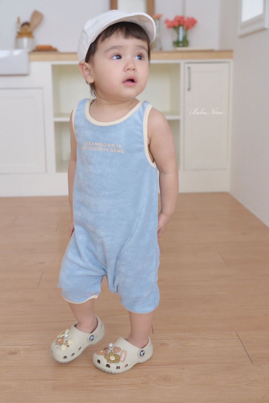 正韓夏bebenine 四色刺繡字母連身包屁衣