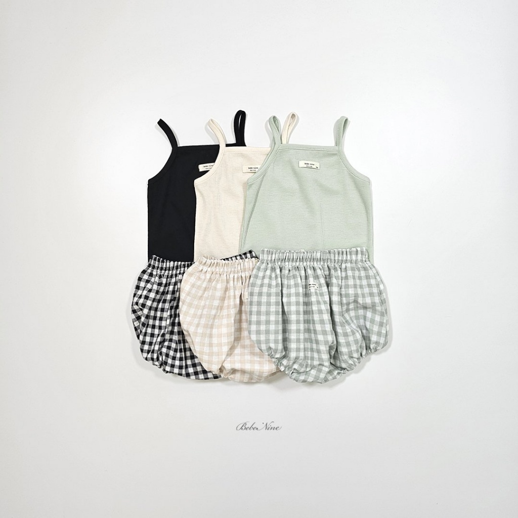 正韓夏bebenine 三色背心格紋褲套裝