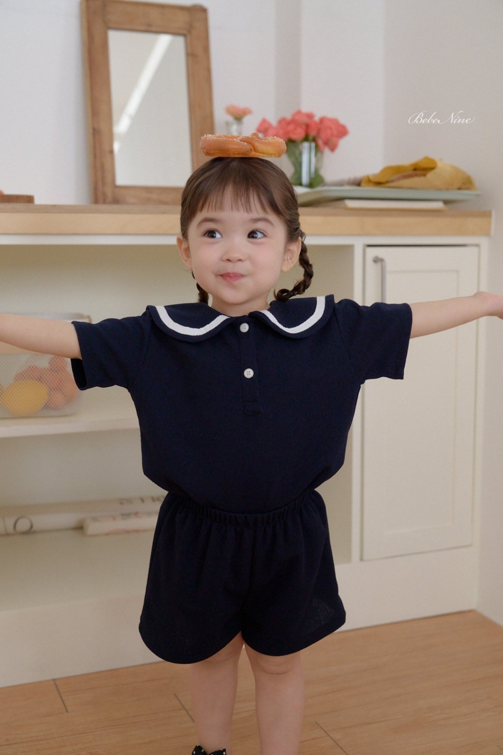 正韓夏bebenine 翻領海軍風套裝