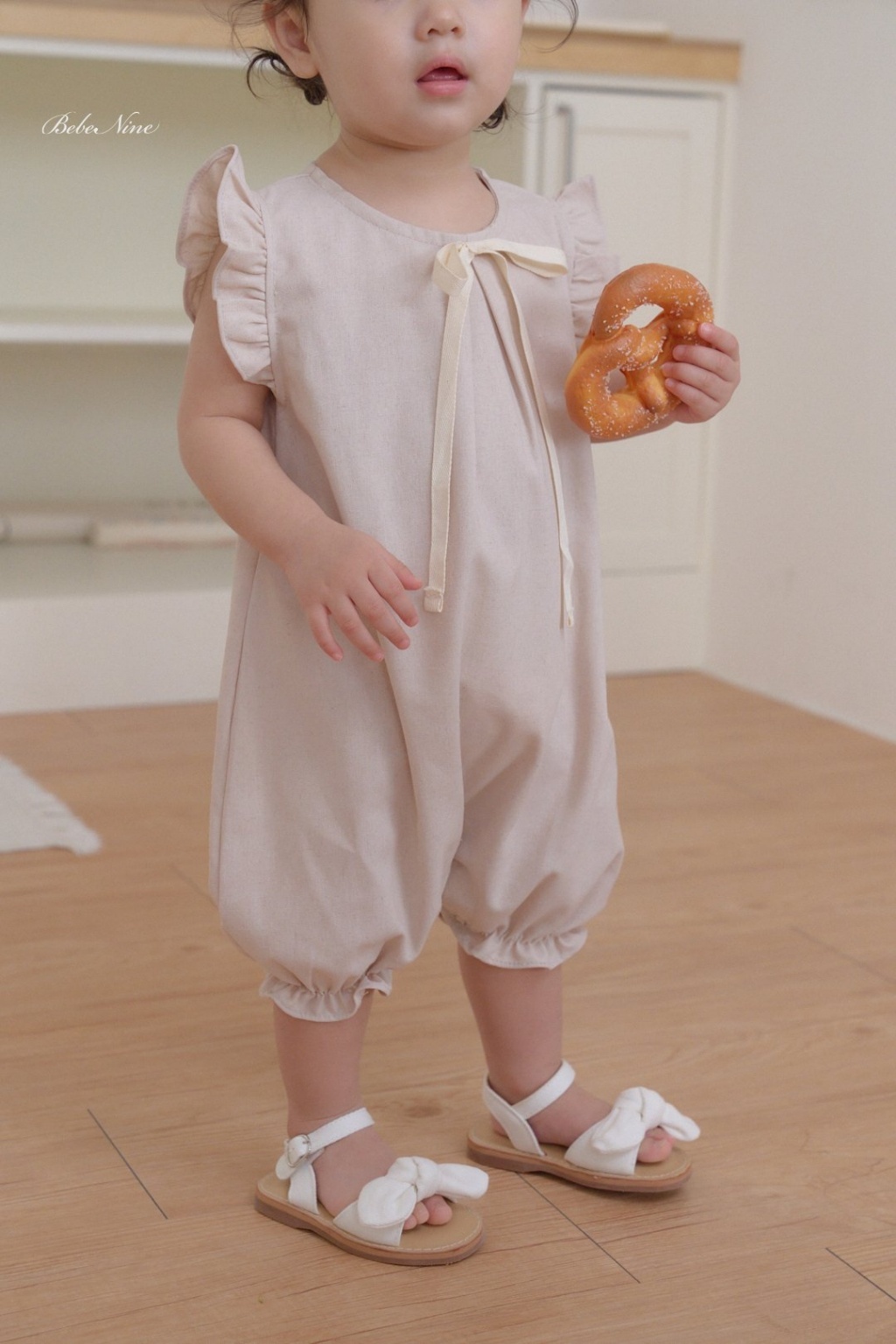 正韓夏bebenine 嫩嬰大飛袖蝴蝶結連身包屁衣