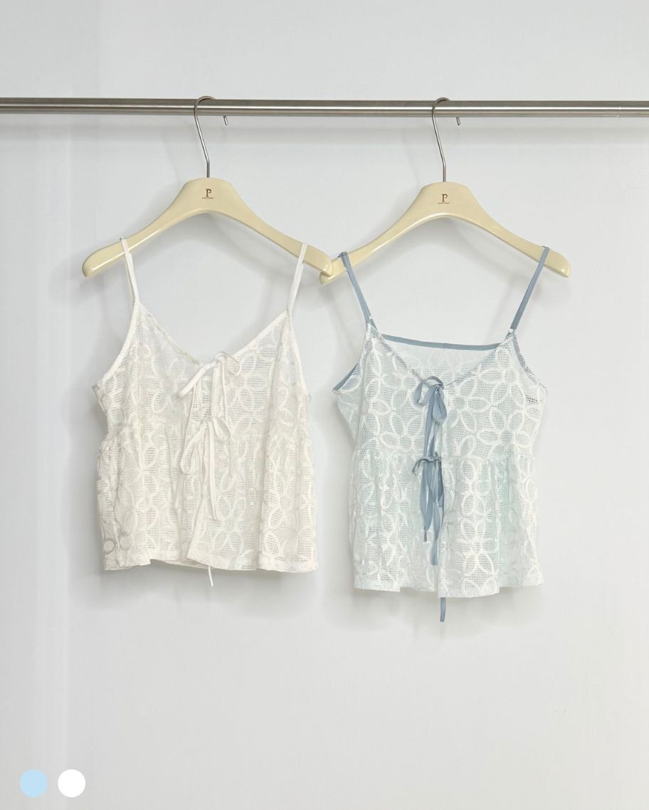 蕾絲花花綁帶外罩上衣